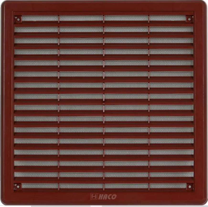 Větrací krytka 250x250 hnědá se síťovinou HACO
