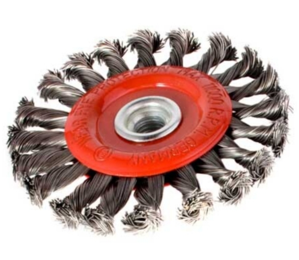 Kartáč okružní copánkový Ø 100 mm, M14 × 2 – ocel 0,50 mm Magg