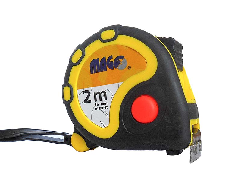 Svinovací metr 2 m × 16 mm (guma/plast, magnet) – MAGG
