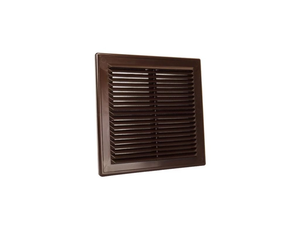 Větrací mřížka 150×150 mm s gravitační žaluzií, hnědá – HACO